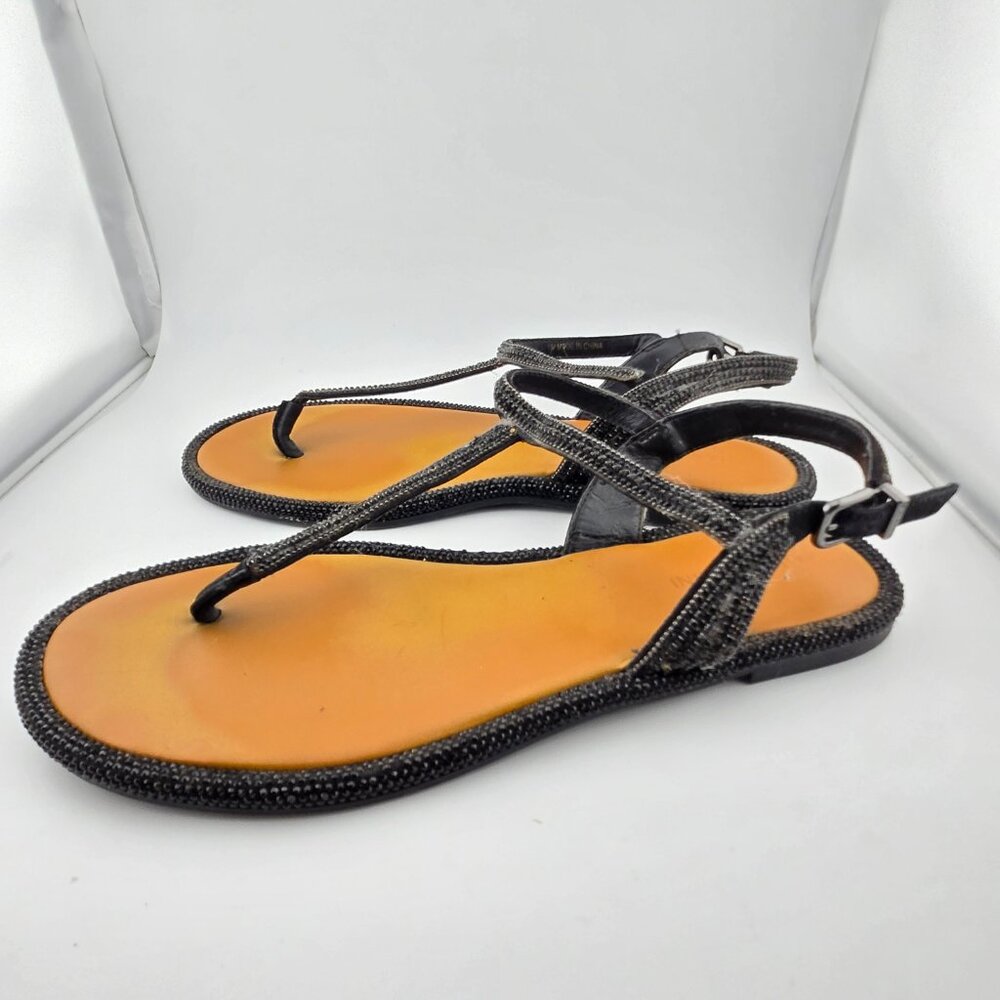 Gianni Bini Avellia Black Jewel Embellished T-Strap Sandals – Women's Size 8M - Picture 3 of 14